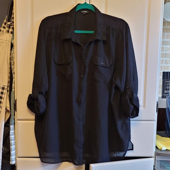 ๐2 for $30!๐ George Black Sheer Long Sleeve Button Up Blouse - Picture 2 of 9